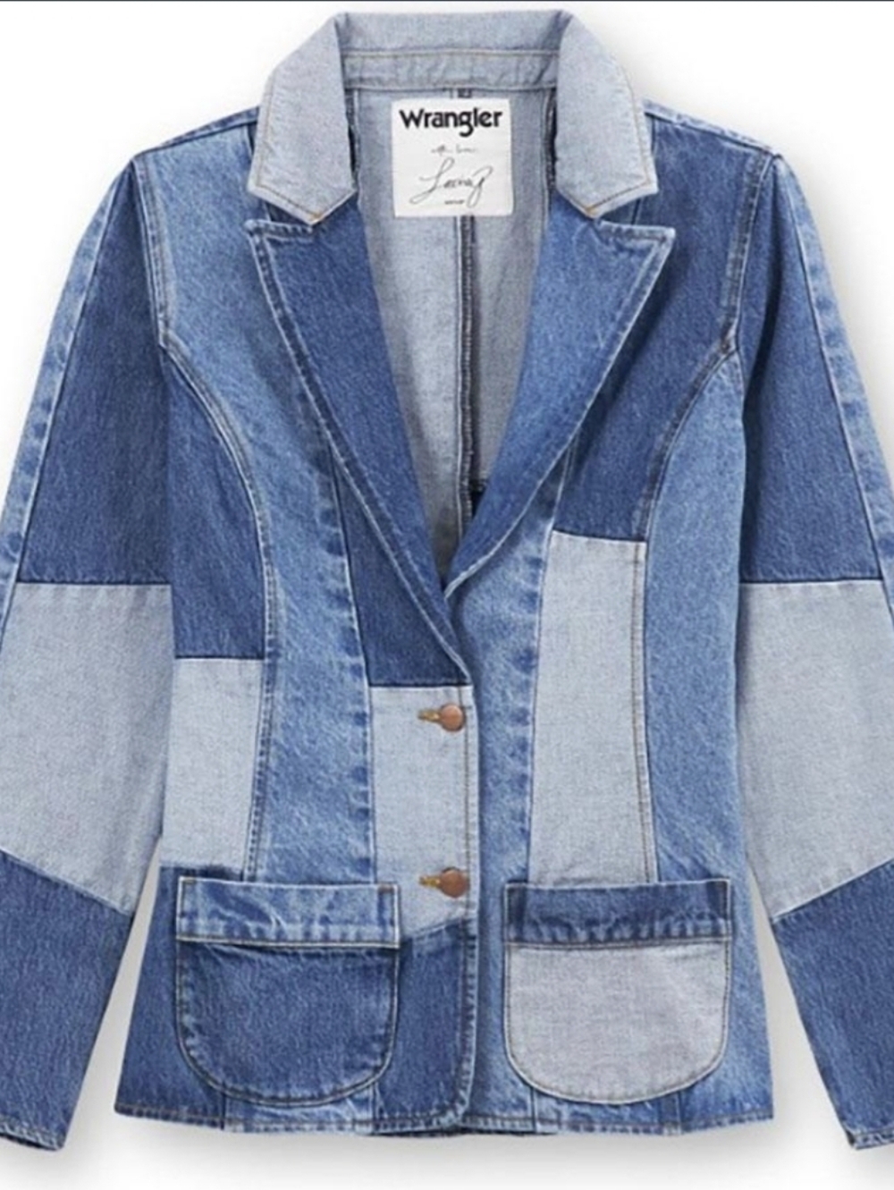 Wrangler x Lainey Wilson Patchwork Blue Denim Blazer
